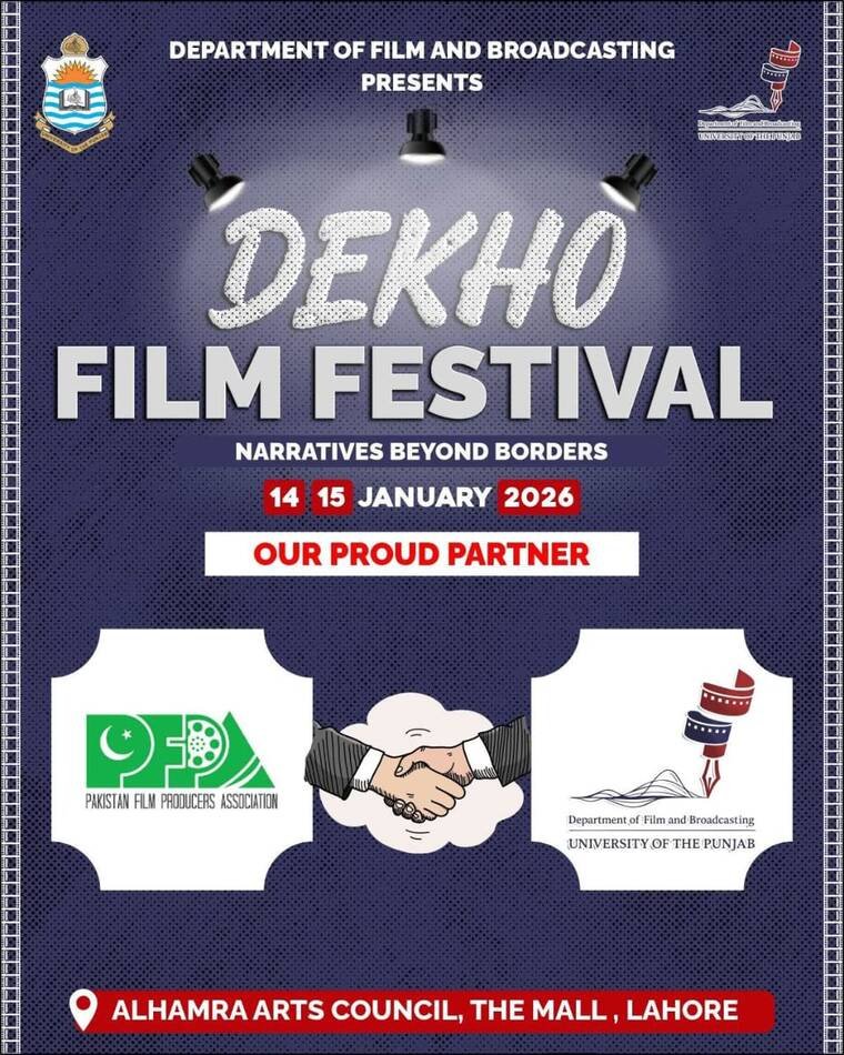 DEKHO Film Festival 2026 poster naming Pakistan Film Producers Association as a proud partner
